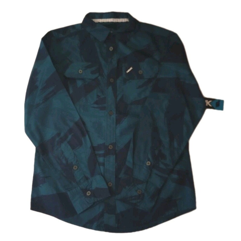 NWT Tony Hawk Blue/Black Camo Button Up Top sz M 10/12 Boys Youth
